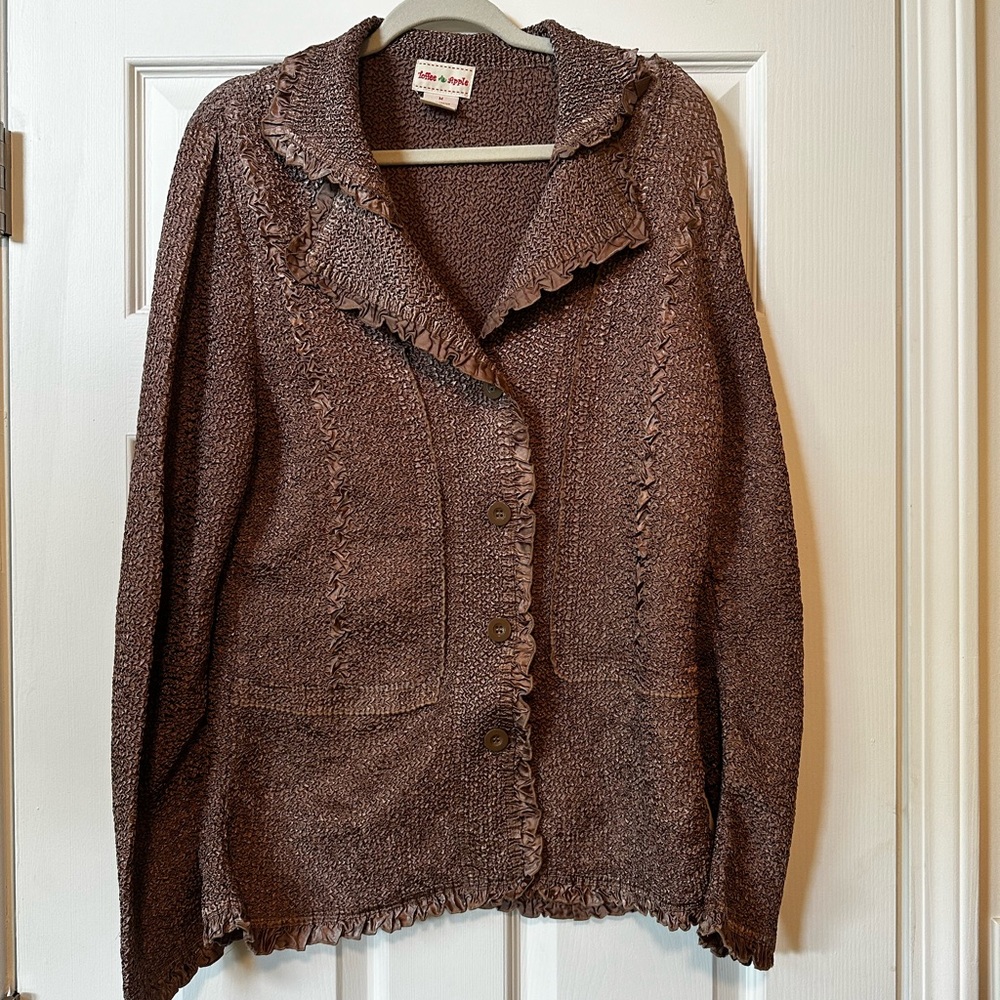 Vintage Toffee Apple Textured Brown Cardigan